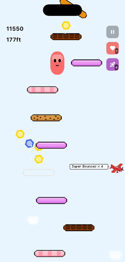 Gummy Bounce gameplay — jelly platforms and crystals