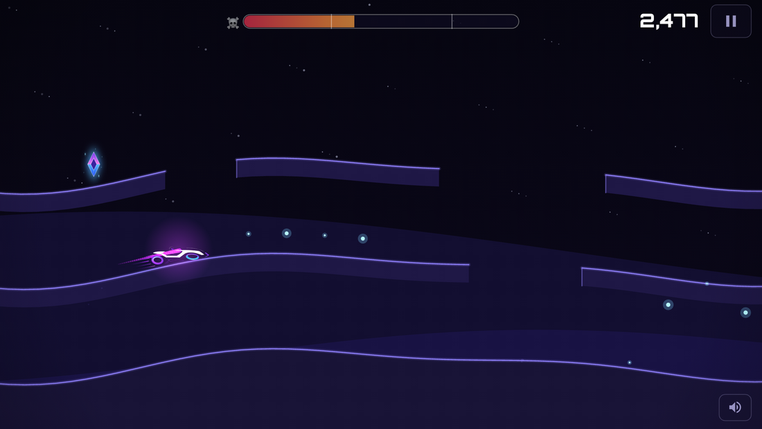Hypervelocity gameplay — neon runner racing toward a crystal